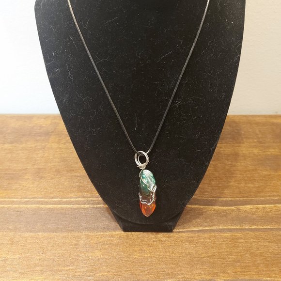 Wire Wrapped Aura Dipped Quartz Point Pendant - Picture 2 of 5